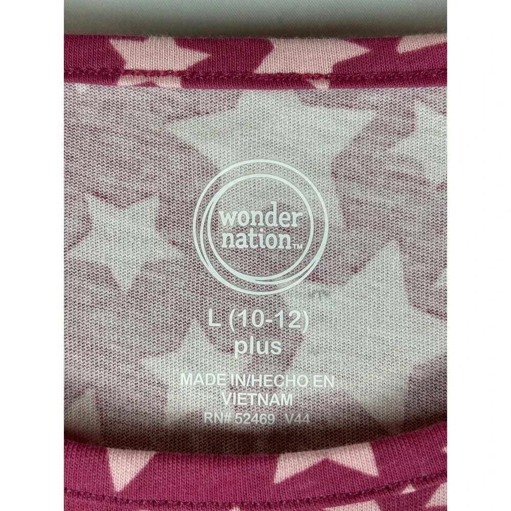 Wonder Nation Girls Plus Size 10-12‎ Rose Mum Pink Star Print SS Play Dress NWT